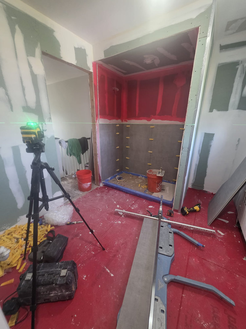 Laser-Aligned Tile Installation