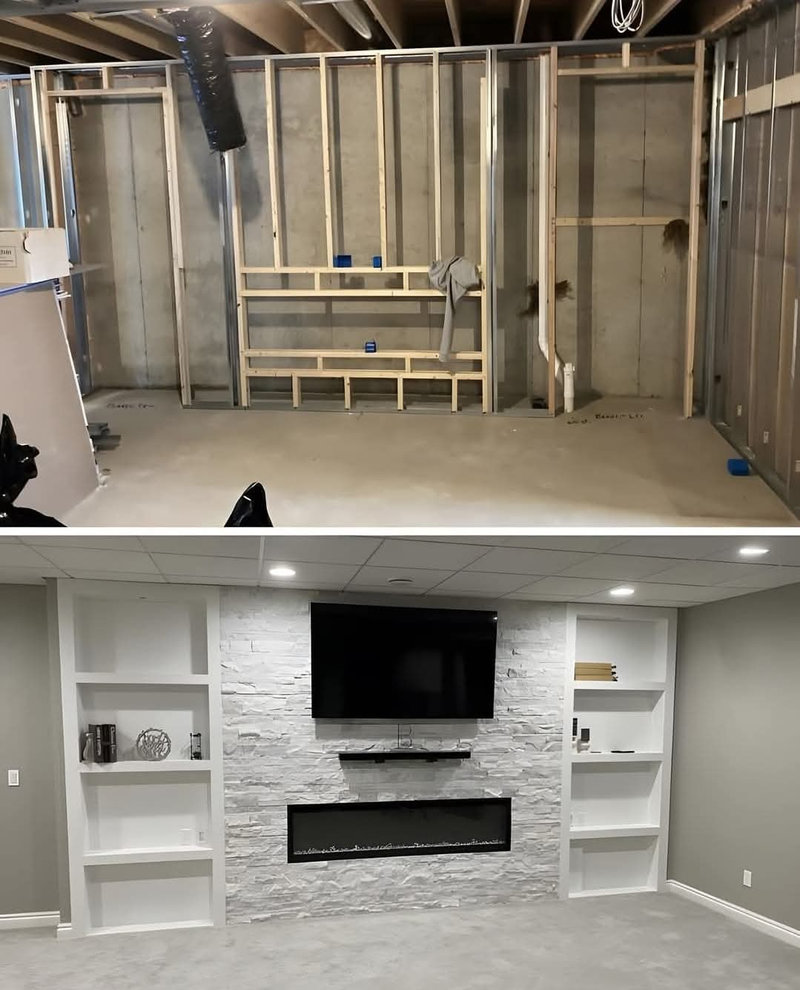 Basement Fireplace Before & After